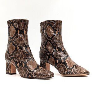 Veronica Beard Women Marla Snake Print Leather Back Zip Ankle Boots size 6.5